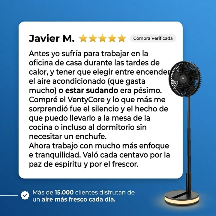 (Refresca, Ilumina y Nunca Te Quedes Sin Batería) VentyCore™ Sistema de Aire 3 en 1