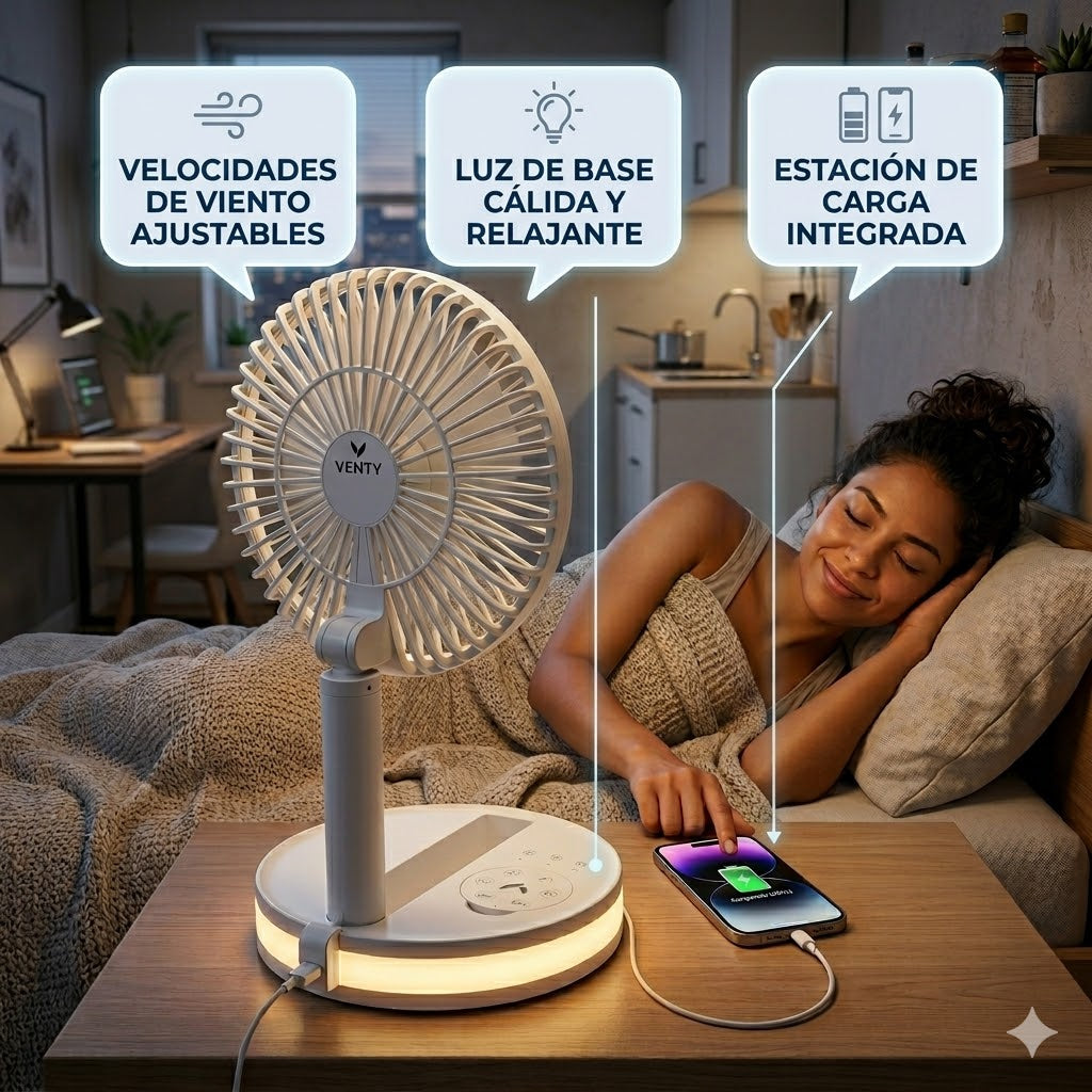 (Refresca, Ilumina y Nunca Te Quedes Sin Batería) VentyCore™ Sistema de Aire 3 en 1