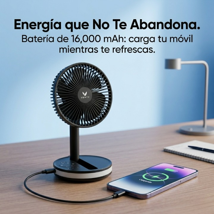 (Refresca, Ilumina y Nunca Te Quedes Sin Batería) VentyCore™ Sistema de Aire 3 en 1