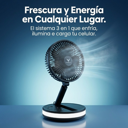 (Refresca, Ilumina y Nunca Te Quedes Sin Batería) VentyCore™ Sistema de Aire 3 en 1